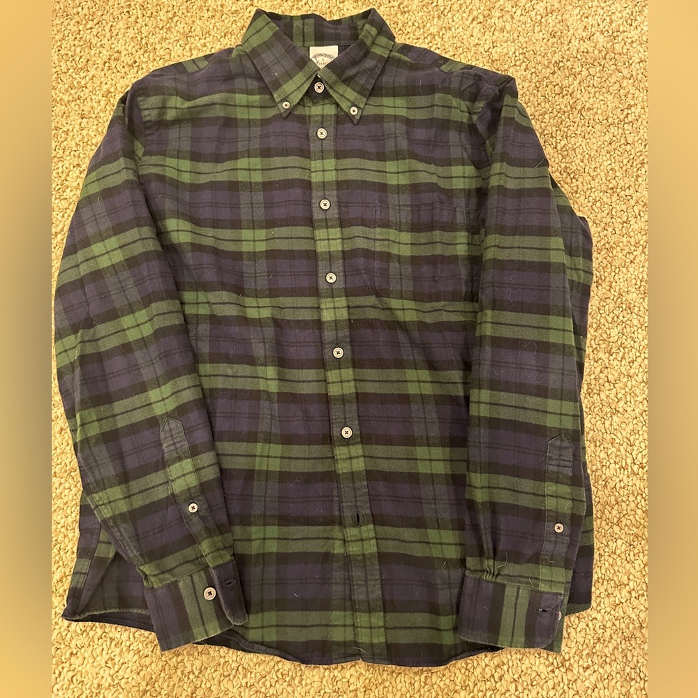 Brooks Brothers Blackwatch Tartan Portuguese Flannel Shirt - Large Regent Fit